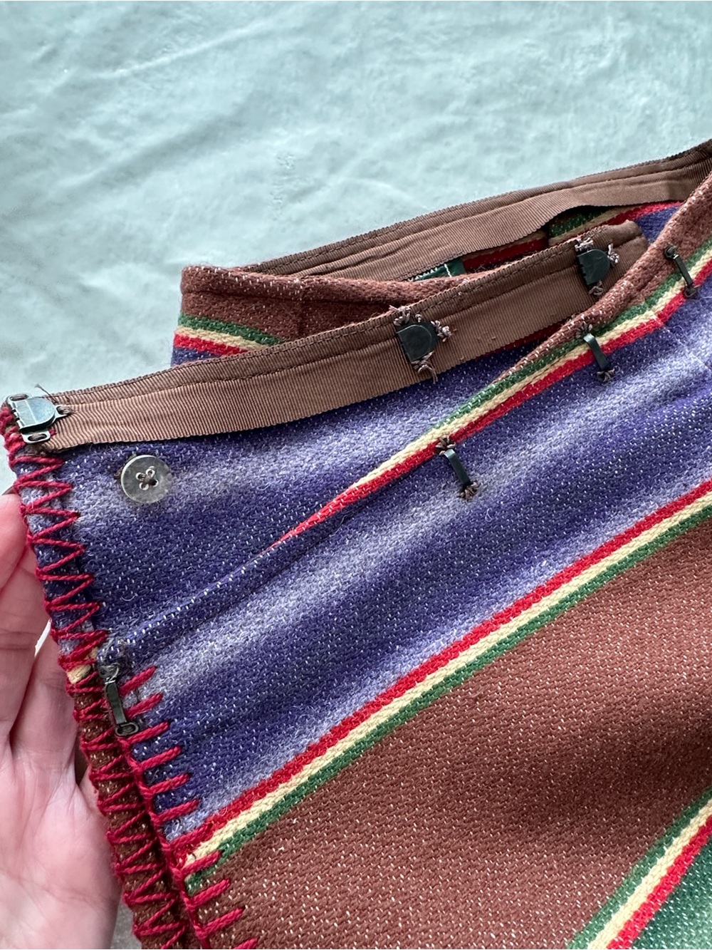 Vintage Ralph Lauren Country Wool Southwestern Wrap Skirt L USA 80s Ranch Core - Picture 9 of 16